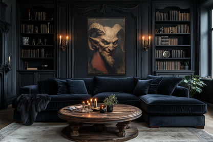Gothic Evil Satan Portrait Halloween Canvas Wall Art