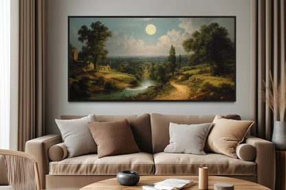 Gothic Full Moon Landscape Framed Canvas Wall Art