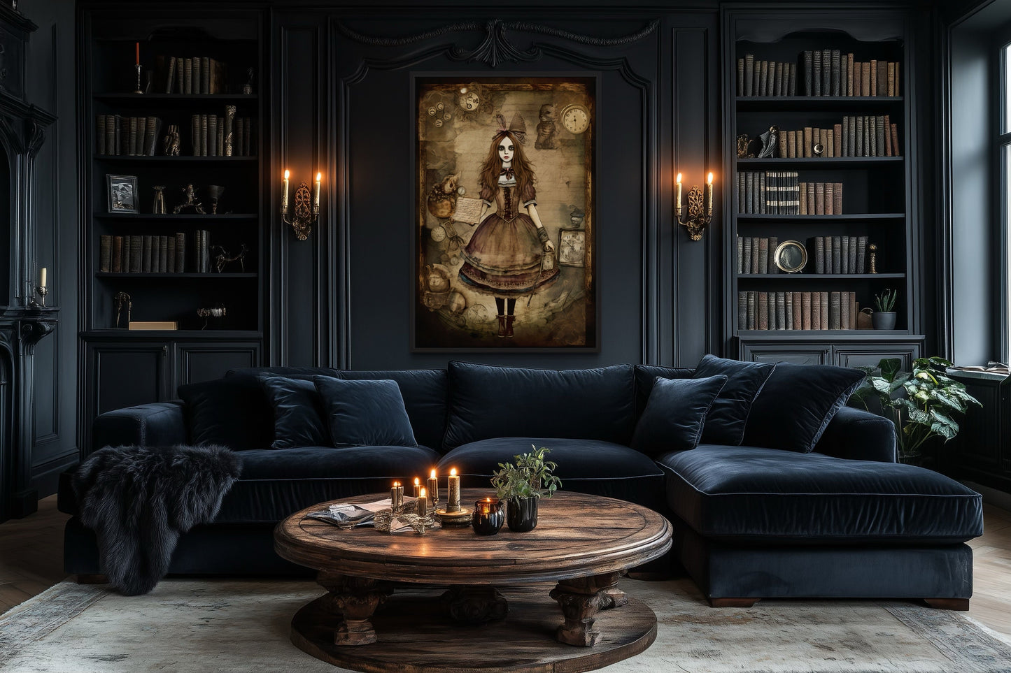Gothic Grunge Alice In Wonderland Framed Canvas Wall Art