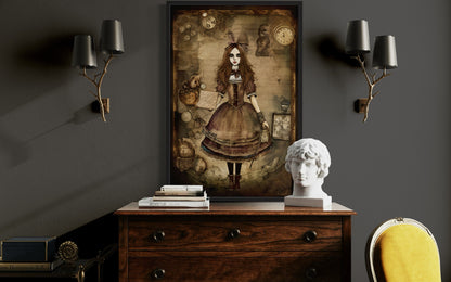 Gothic Grunge Alice In Wonderland Framed Canvas Wall Art