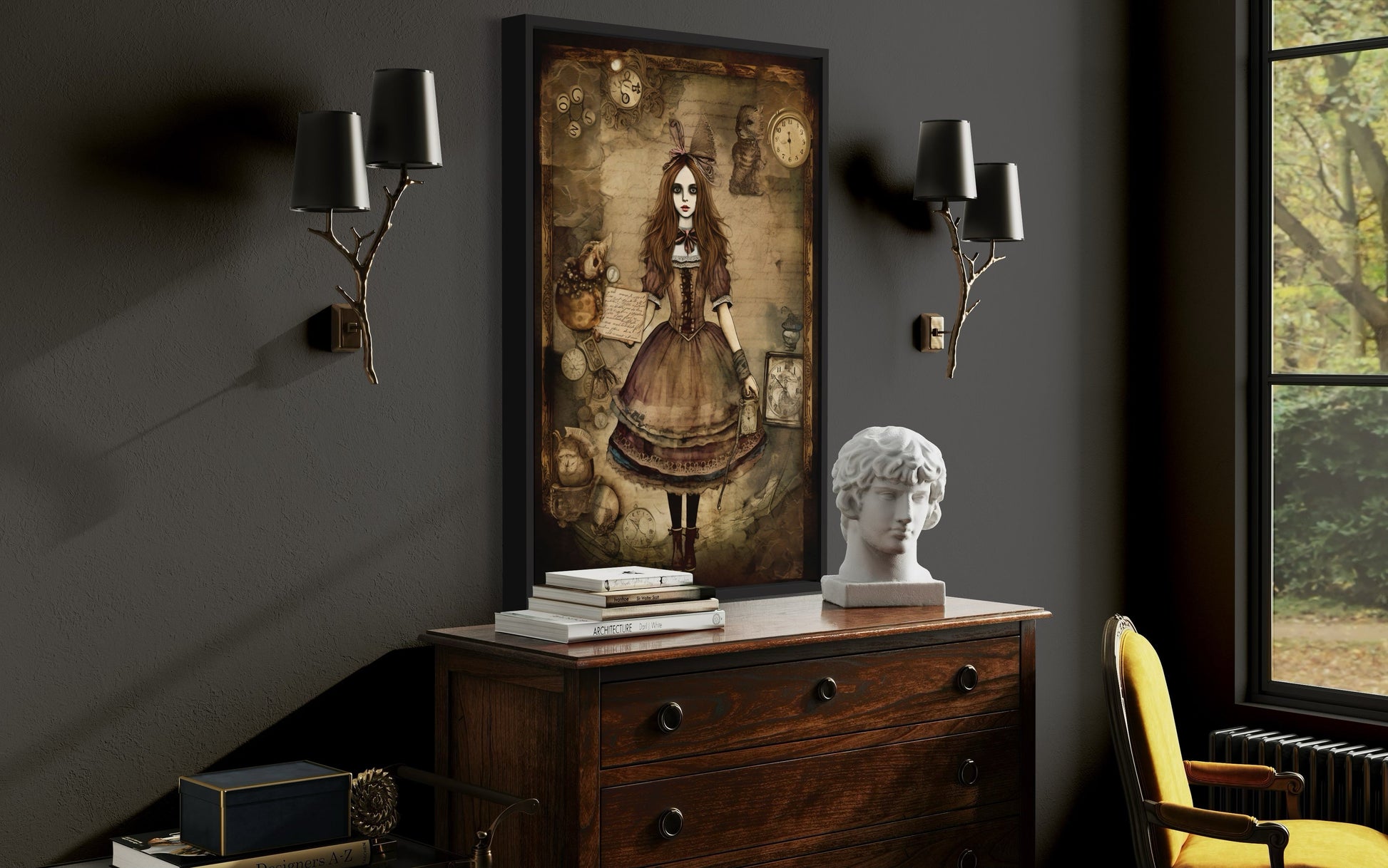 Gothic Grunge Alice In Wonderland Framed Canvas Wall Art