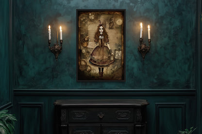 Gothic Grunge Alice In Wonderland Framed Canvas Wall Art