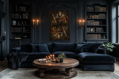 Gothic King Of Hearts Wall Art, Dark Royal Playing Card Canvas Print