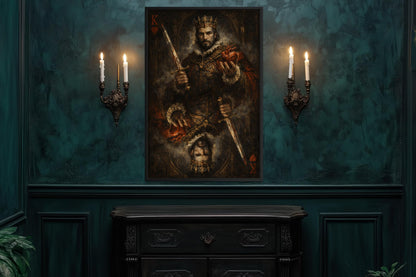 Gothic King Of Hearts Wall Art, Dark Royal Playing Card Canvas Print