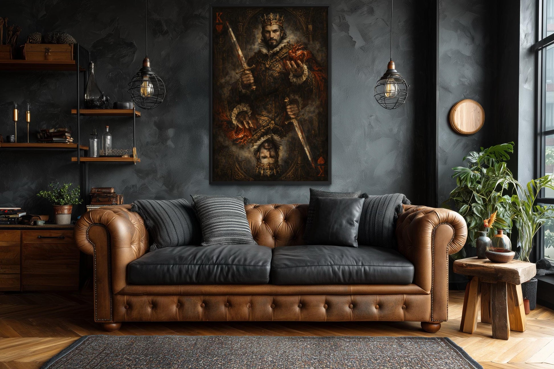 Gothic King Of Hearts Wall Art, Dark Royal Playing Card Canvas Print