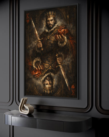 Gothic King Of Hearts Wall Art, Dark Royal Playing Card Canvas Print