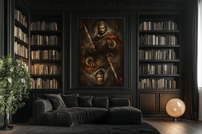 Gothic King Of Hearts Wall Art, Dark Royal Playing Card Canvas Print