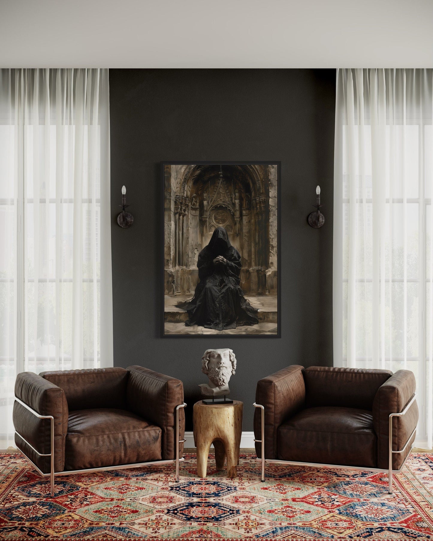 Gothic Medieval Hooded Monk Renaissance Priest Praying Halloween Wall Art