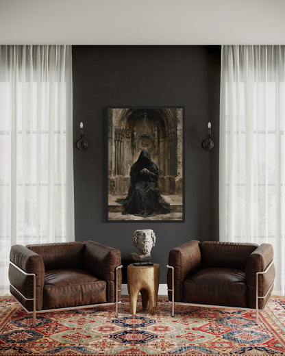 Gothic Medieval Hooded Monk Renaissance Priest Praying Halloween Wall Art