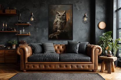 Gothic Owl Halloween Canvas Wall Art