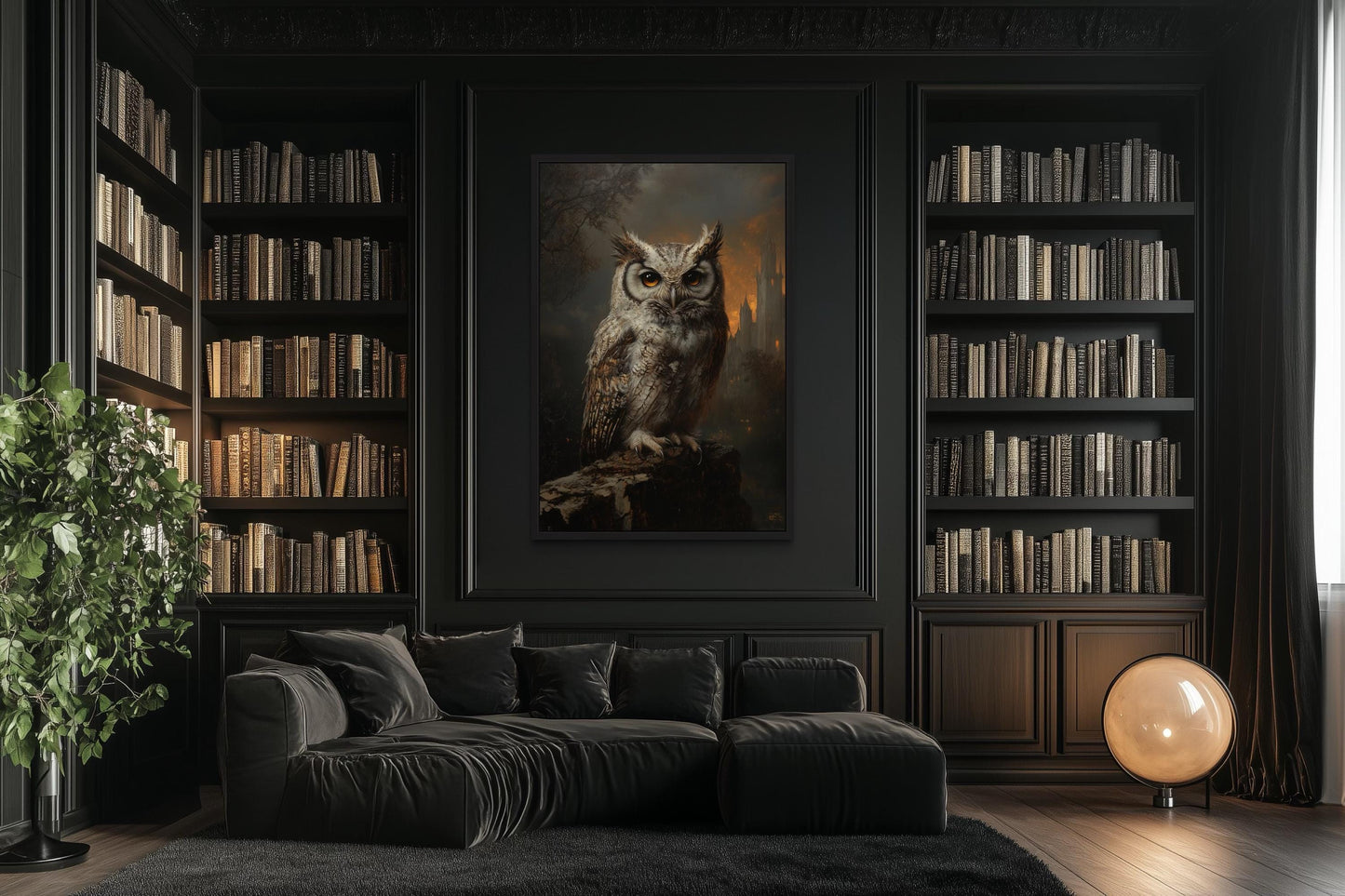 Gothic Owl Halloween Canvas Wall Art