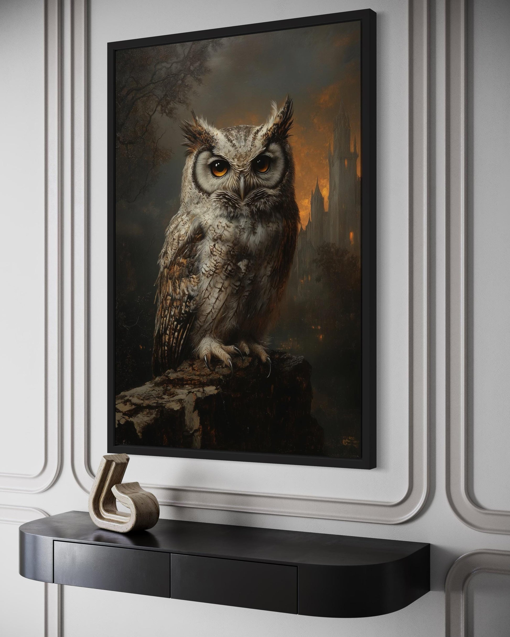 Gothic Owl Halloween Canvas Wall Art
