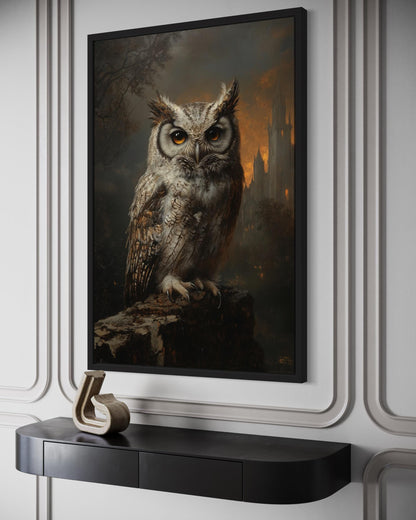 Gothic Owl Halloween Canvas Wall Art