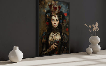 Gothic Queen of Hearts Framed Canvas Wall Art