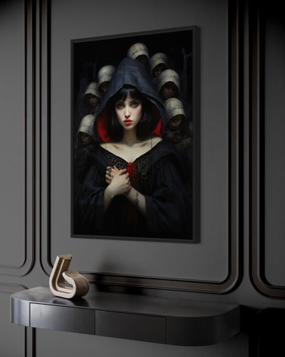 Gothic Snow White And Seven Dwarfs Framed Canvas Wall Art