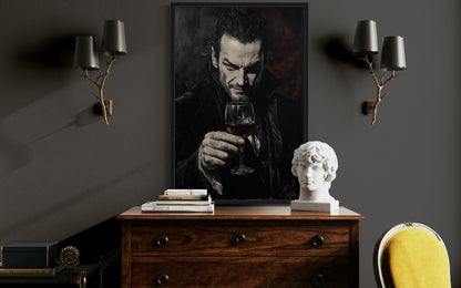 Gothic Vampire With Red Wine Canvas Wall Art