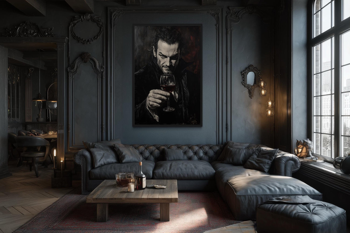 Gothic Vampire With Red Wine Canvas Wall Art