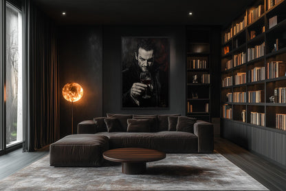 Gothic Vampire With Red Wine Canvas Wall Art