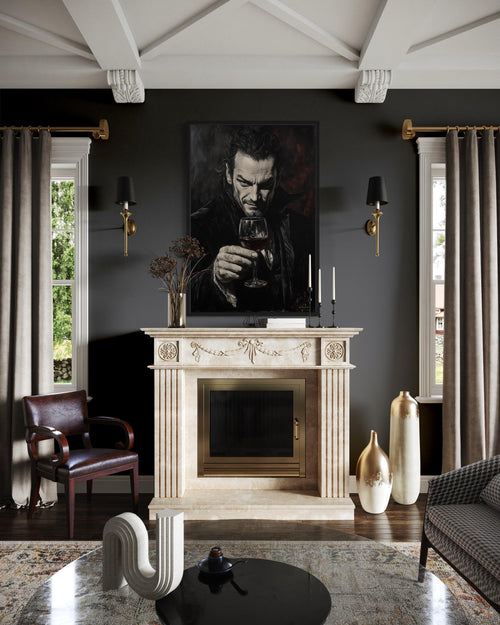 Gothic Vampire With Red Wine Canvas Wall Art