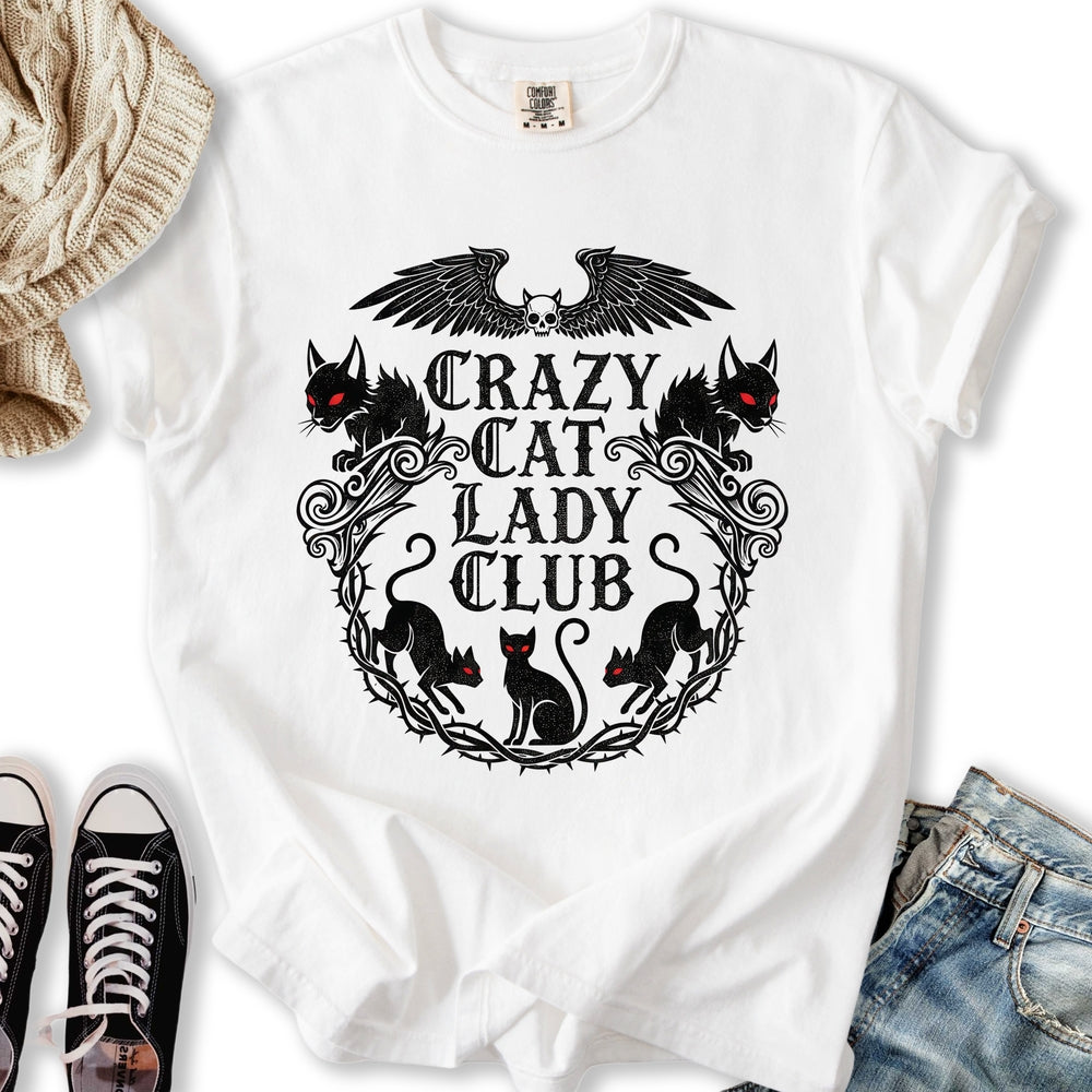 Gothic Crazy Cat Lady Club Relaxed Tee