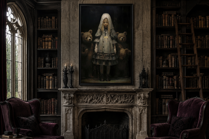 Goldilocks And The Three Bears Gothic Framed Canvas Wall Art For Library Decor