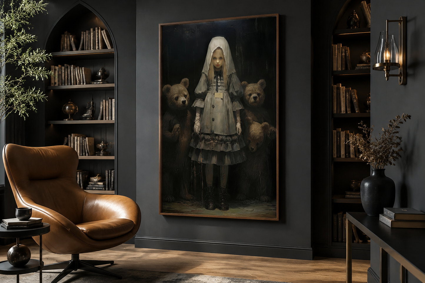 Goldilocks And The Three Bears Gothic Framed Canvas Wall Art For Library Decor