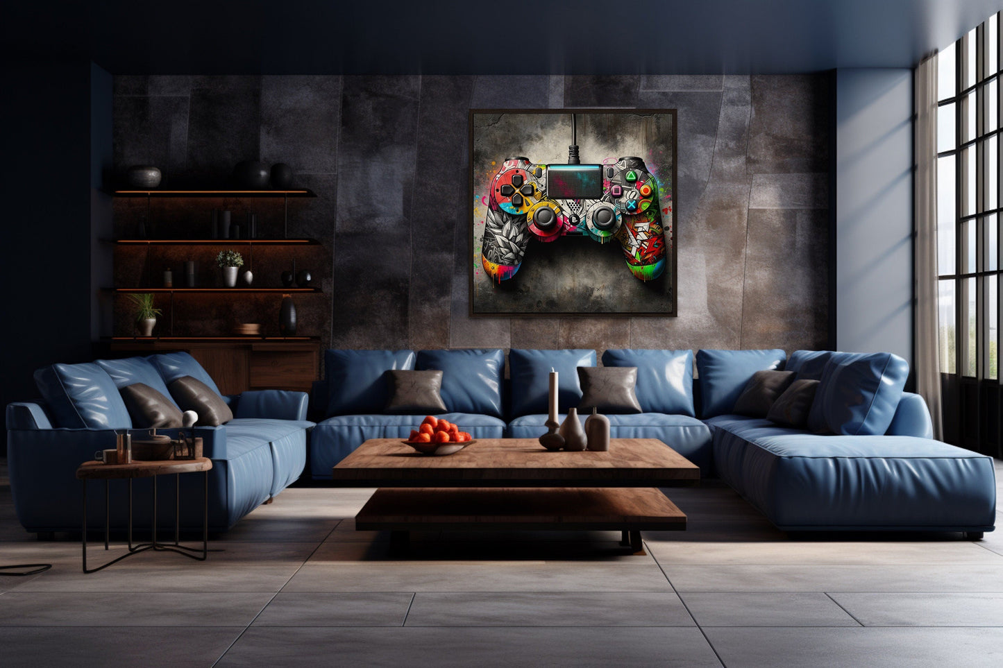 Graffiti Style Game Controller For Game Room Decor Canvas Wall Art