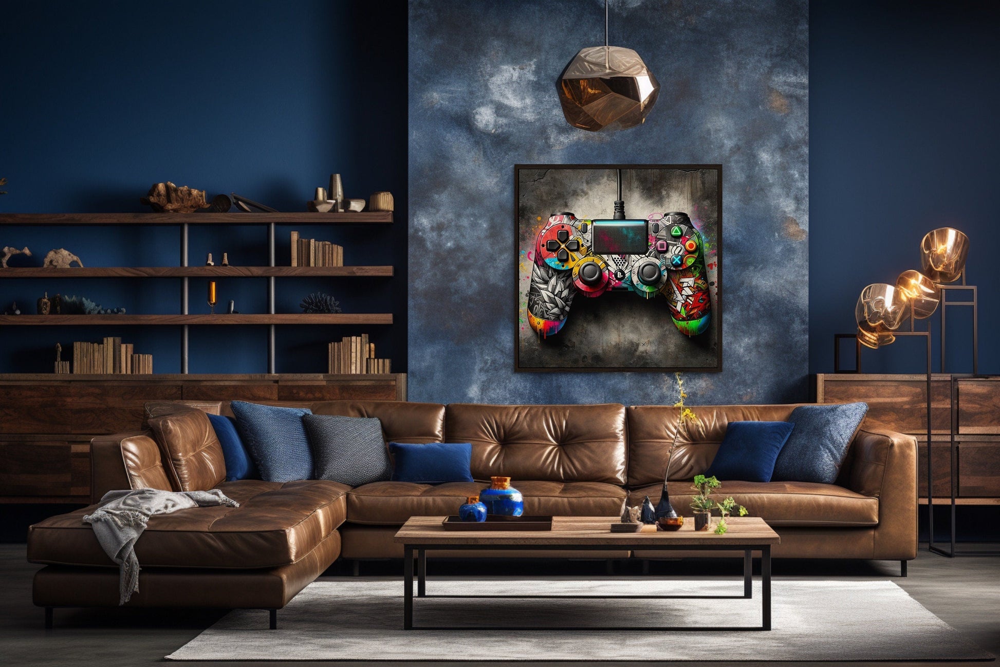 Graffiti Style Game Controller For Game Room Decor Canvas Wall Art