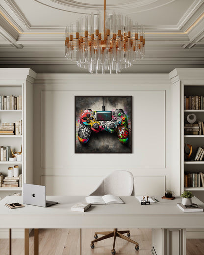 Graffiti Style Game Controller For Game Room Decor Canvas Wall Art
