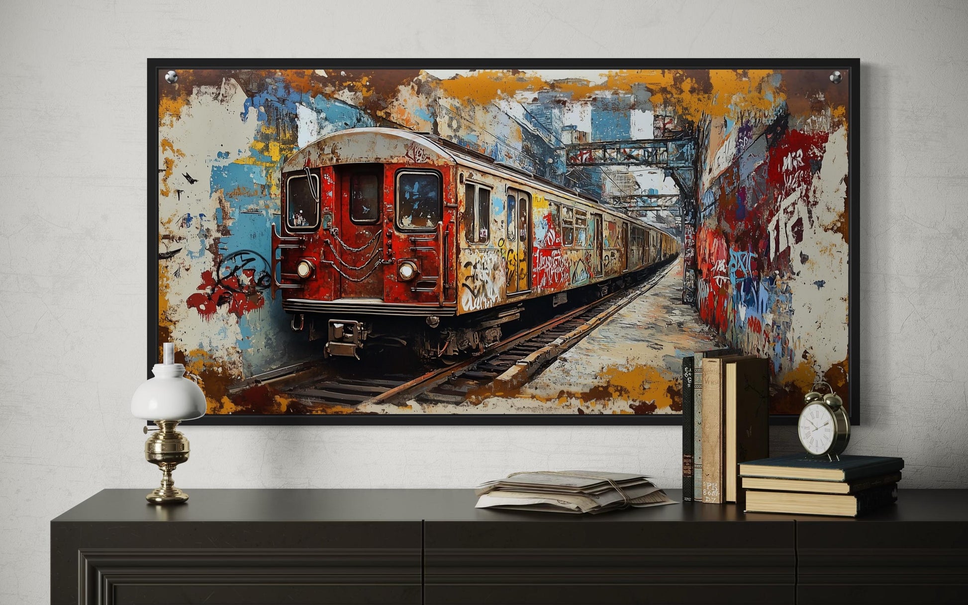 Graffiti Subway Train In New York City Urban Canvas Wall Art