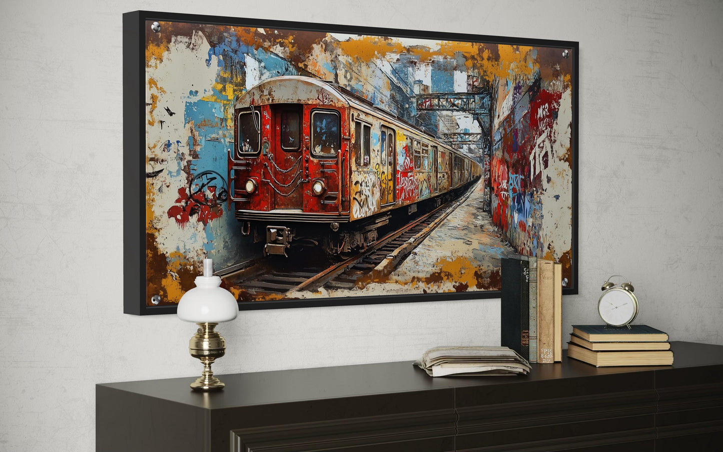 Graffiti Subway Train In New York City Urban Canvas Wall Art