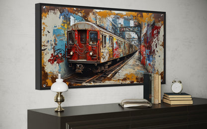 Graffiti Subway Train In New York City Urban Canvas Wall Art