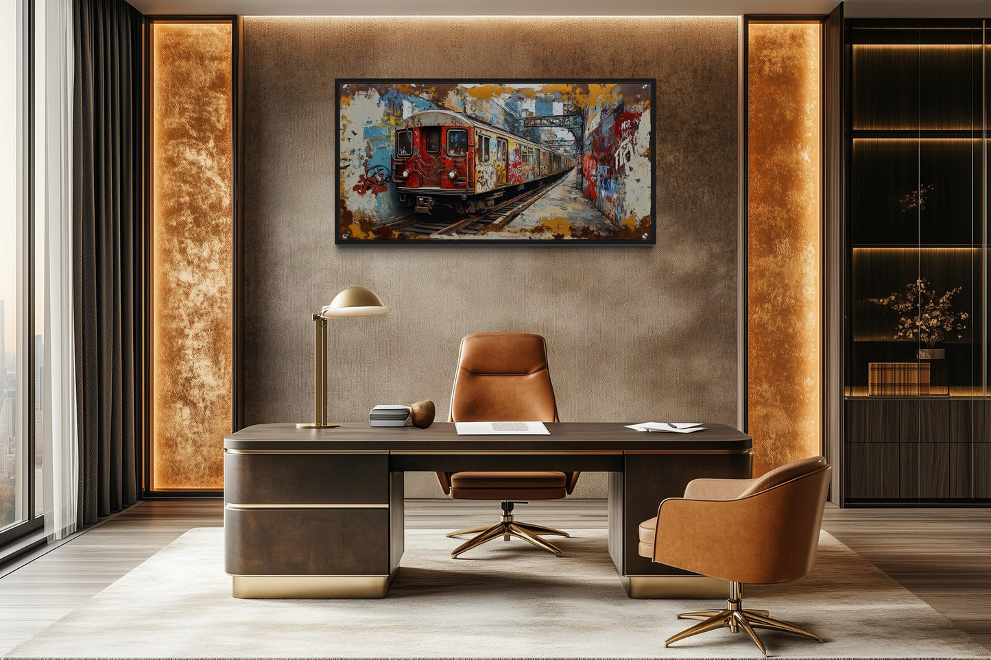 Graffiti Subway Train In New York City Urban Canvas Wall Art
