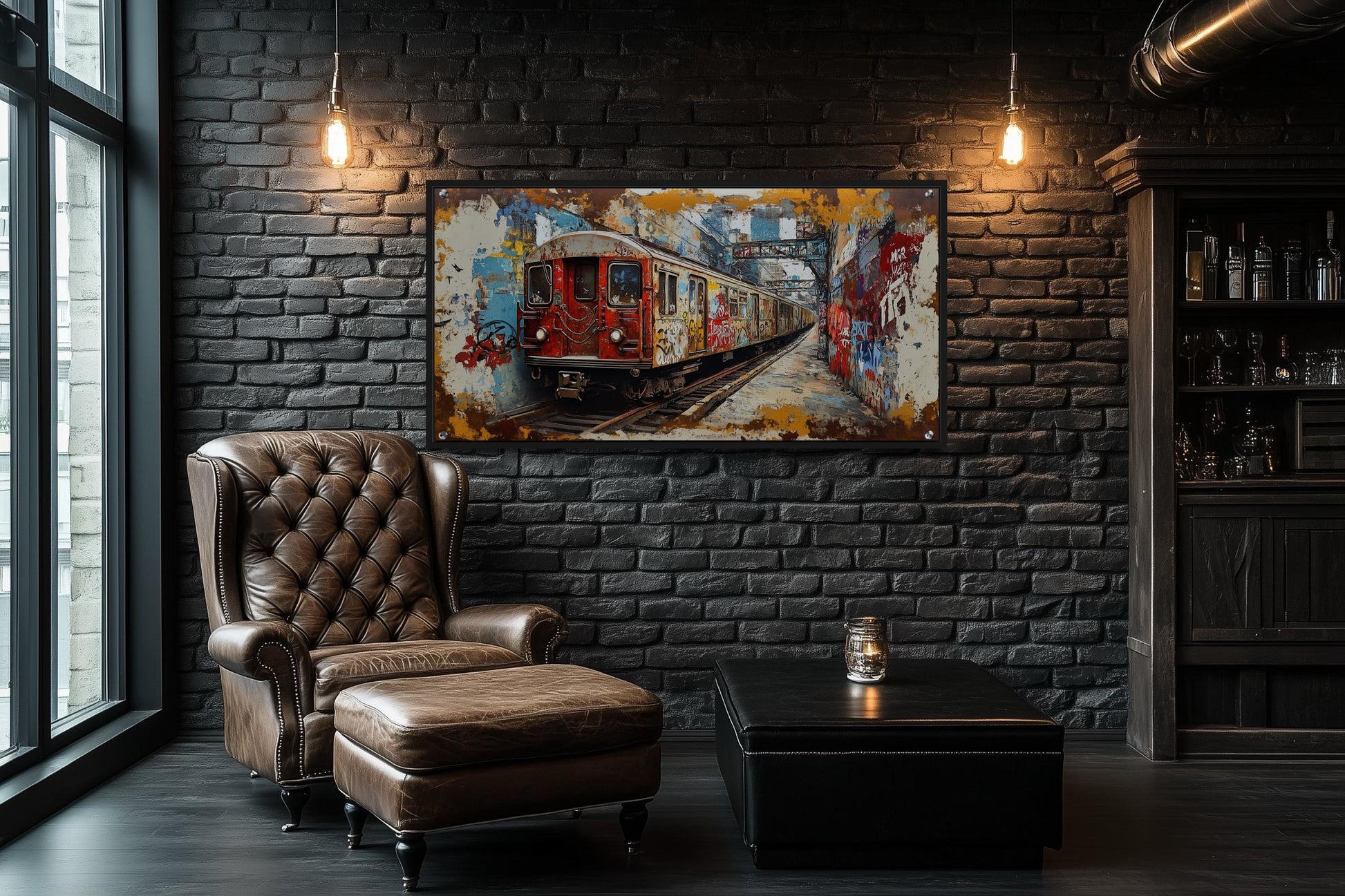 Graffiti Subway Train In New York City Urban Canvas Wall Art