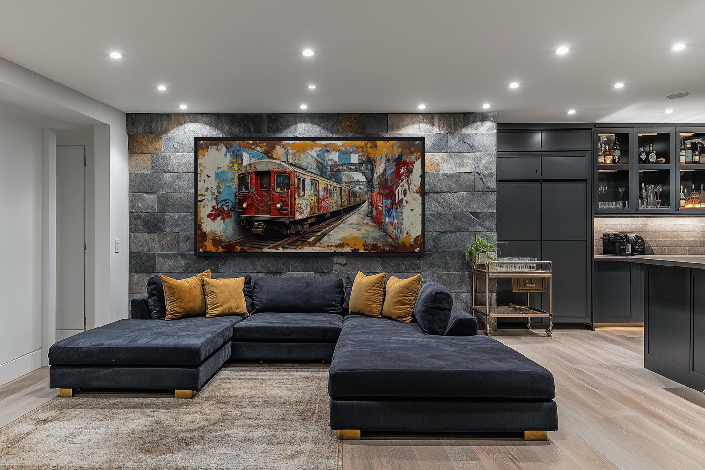Graffiti Subway Train In New York City Urban Canvas Wall Art