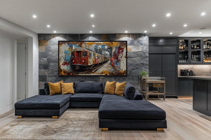 Graffiti Subway Train In New York City Urban Canvas Wall Art