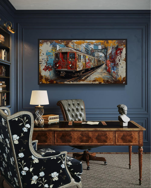 Graffiti Subway Train In New York City Urban Canvas Wall Art