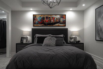 Graffiti Subway Train Long Horizontal Canvas for Men's Bedroom or Office