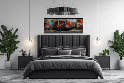 Graffiti Subway Train Long Horizontal Canvas for Men's Bedroom or Office