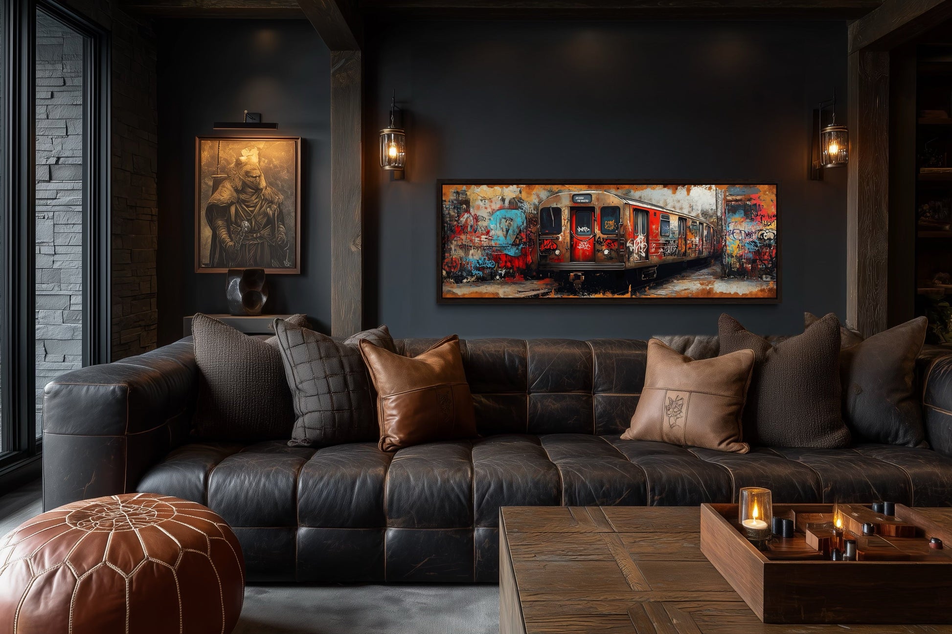 Graffiti Subway Train Long Horizontal Canvas for Men's Bedroom or Office