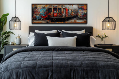 Graffiti Subway Train Long Horizontal Canvas for Men's Bedroom or Office