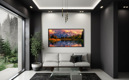 Grand Teton National Park Landscape Framed Canvas Wall Art