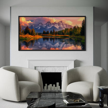 Grand Teton National Park Landscape Framed Canvas Wall Art