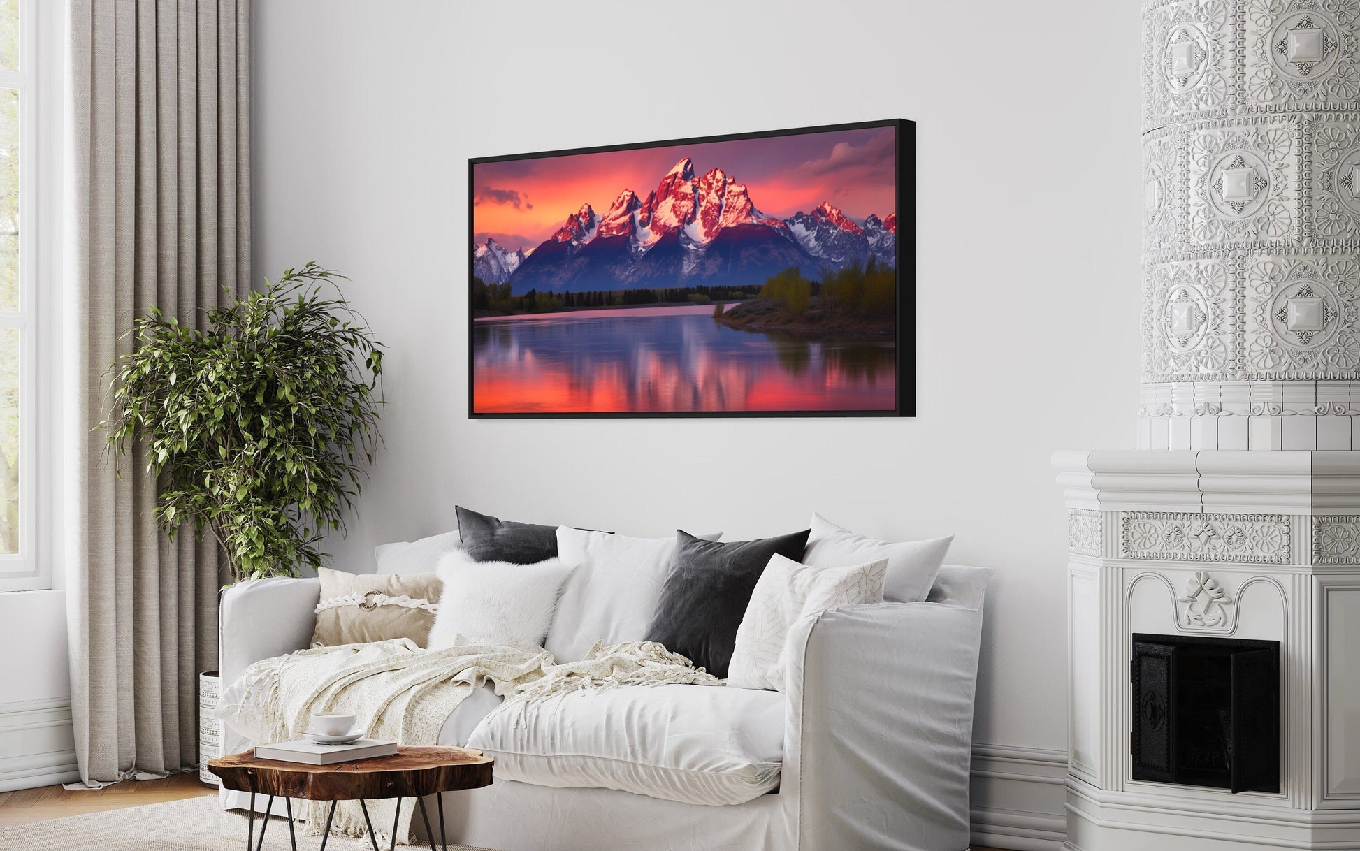Grand Teton Wall Art – Framed Rocky Mountains Print | Rustic Mountain Landscape Decor