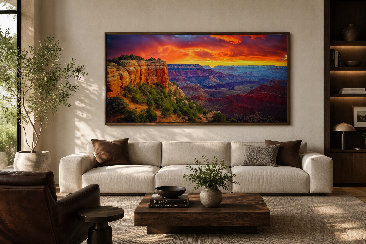 Grand Canyon Wall Art - Framed Sunset Canvas Print with Vibrant Colors