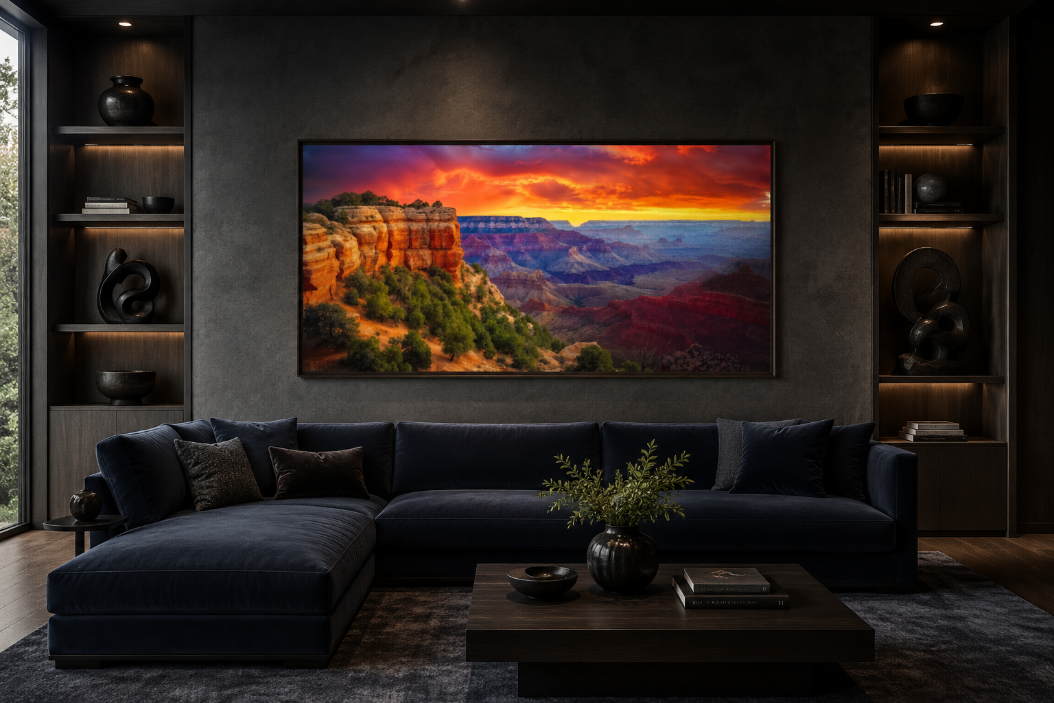 Grand Canyon Wall Art - Framed Sunset Canvas Print with Vibrant Colors