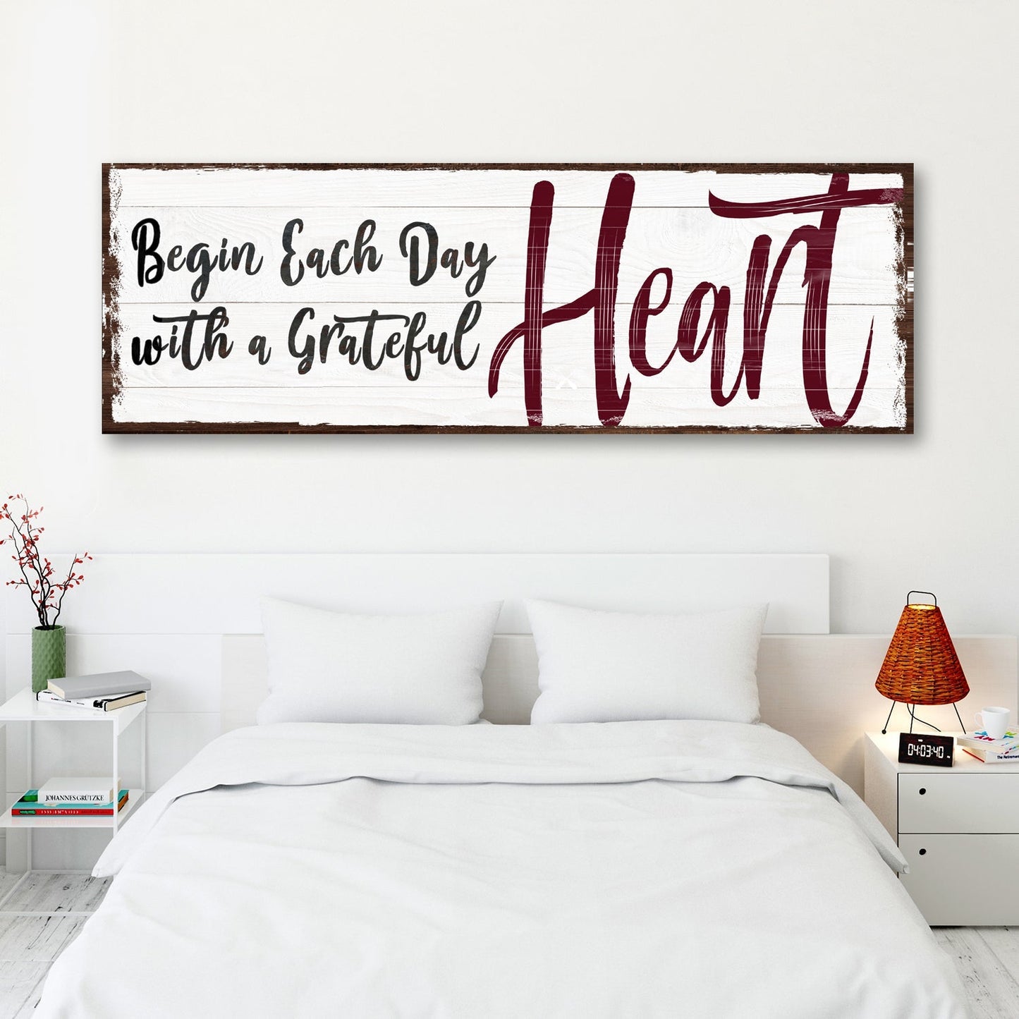 Begin Each Day with a Grateful Heart Inspirational Sign II