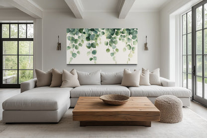 Green Leaves Sage Green Framed Canvas Wall Art