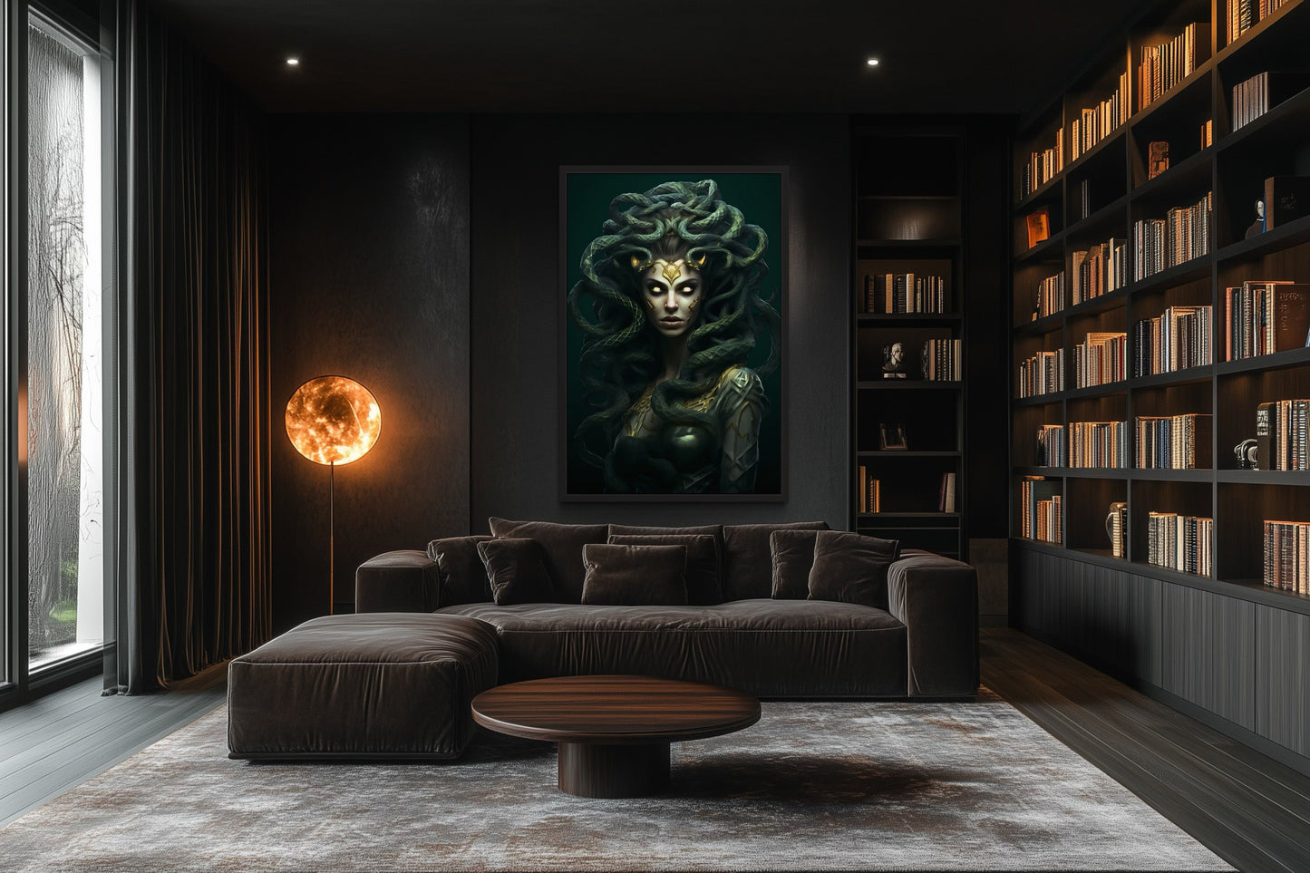 Green Medusa Gorgon Greek Mythology Framed Canvas Wall Art