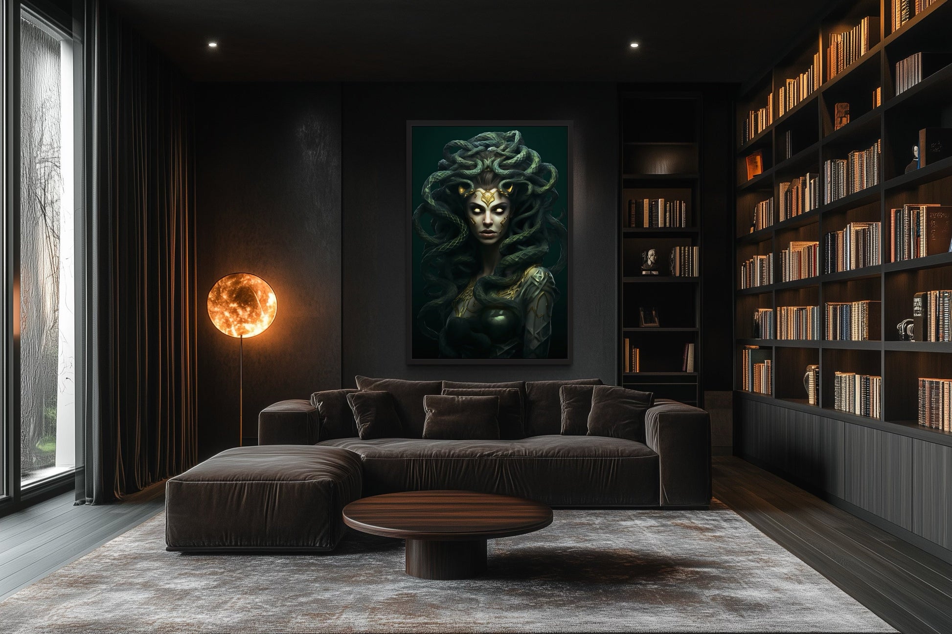 Green Medusa Gorgon Greek Mythology Framed Canvas Wall Art